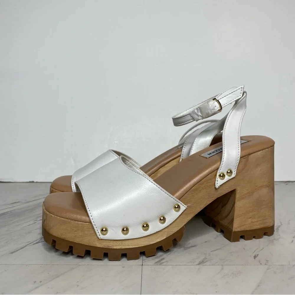 New! Steve Madden Ocala White Leather Platform Sandal 9.5 M